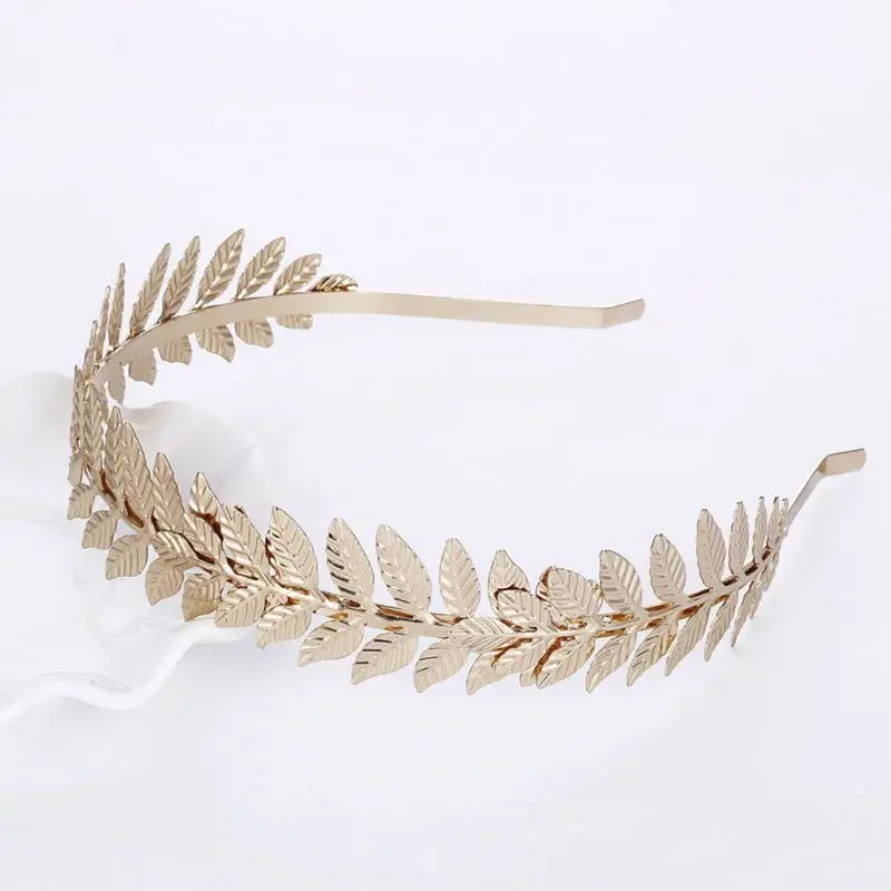 European Greek Goddess Headband Metallic Gold Silver Leaves Branch Crown Hair Band Wedding Bridal Tiara Shimmer Hair Accessories