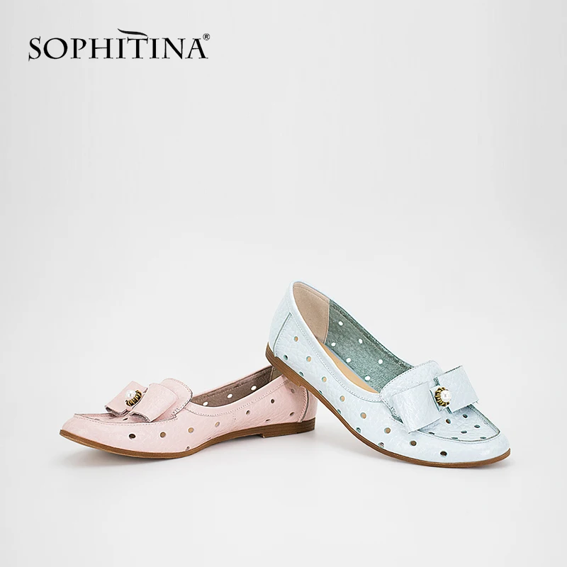 Женские туфли из натуральной кожи SOPHITINA удобные дышащие на плоской подошве без