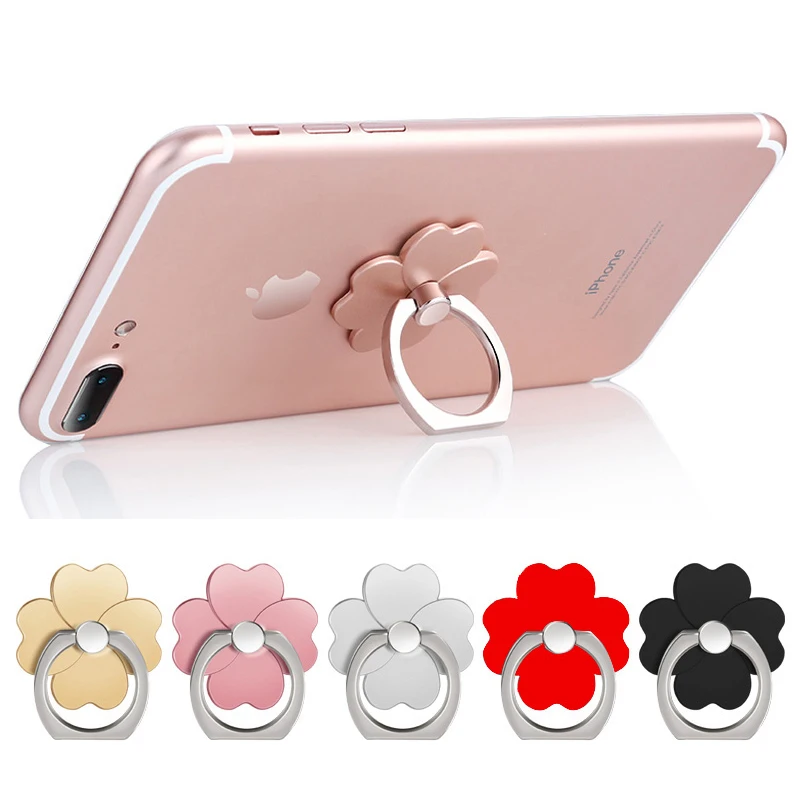 Pushingbest Mobile Phone Holders Finger Ring Multible Color with Four-leaf Clover Shape for Iphone Samsung Xiaomi | Мобильные