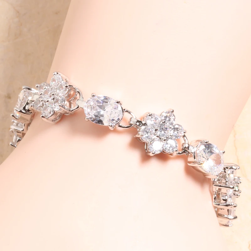 

Браслет-цепочка из циркония с серебряным покрытием, 6/7 дюймов, L10078