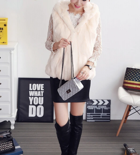 Новое поступление 2019 женский жилет из натурального кроличьего меха цельный Рекс