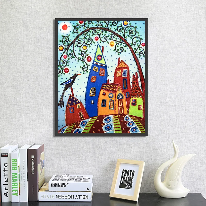 Рубос DIY Алмазная вышивка ферма мечта фантазия картина мозаика пейзаж 5D большой