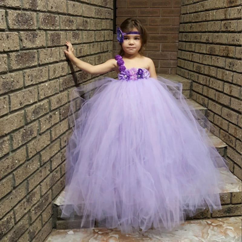 

Lavender Lilac Flower Girl Tutu Dress for Wedding Party Pastel Lavender Kids Girls Dress Elegant Bright Party Baby Girl Clothes