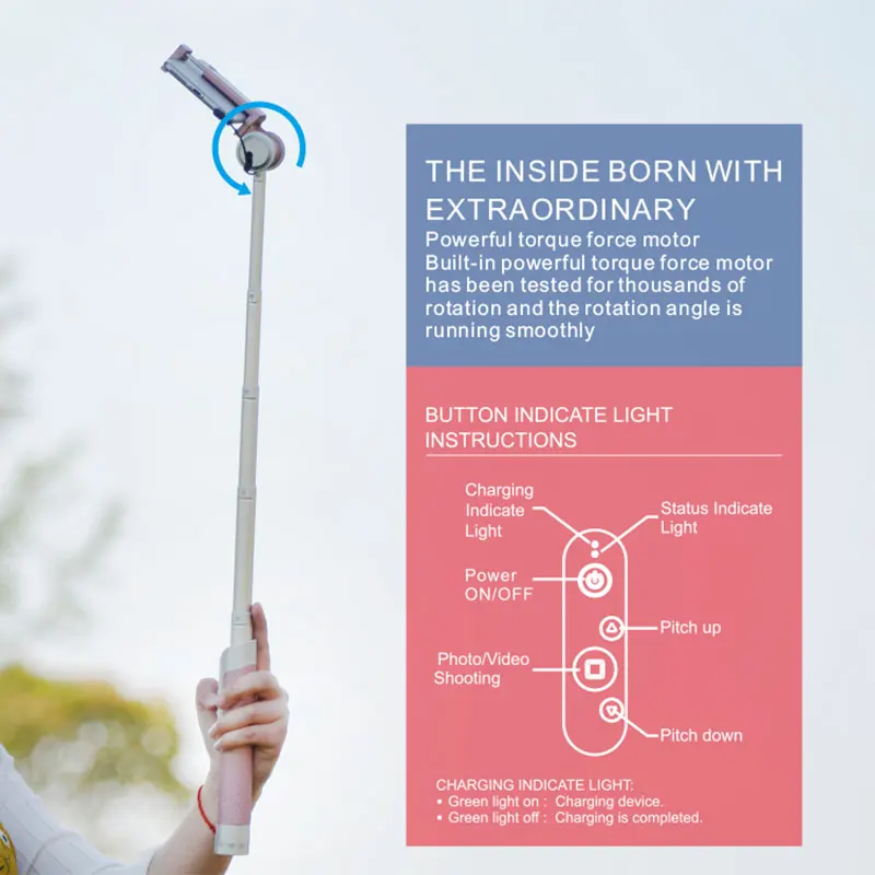Новый X-CAM T2 Мода Электрический управления Смартфон selfie stick путешествия