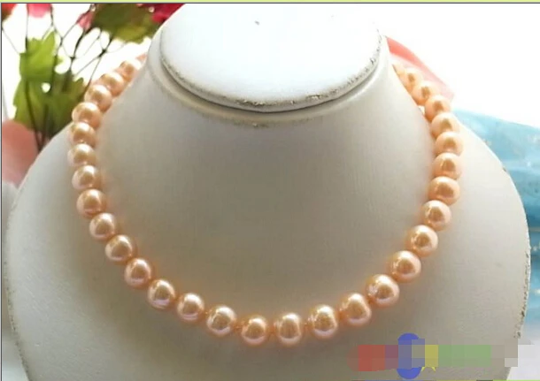 noble women gift 14K GOLD CLASP HHUGE AAA Natural 9-10mm PINK ROUND FRESHWATER CULTURED PEARL NECKLACE | Украшения и аксессуары