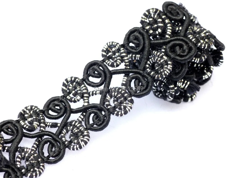 20 ярдов плетеная черная трикотажная тканая кружевная ткань лента отделка