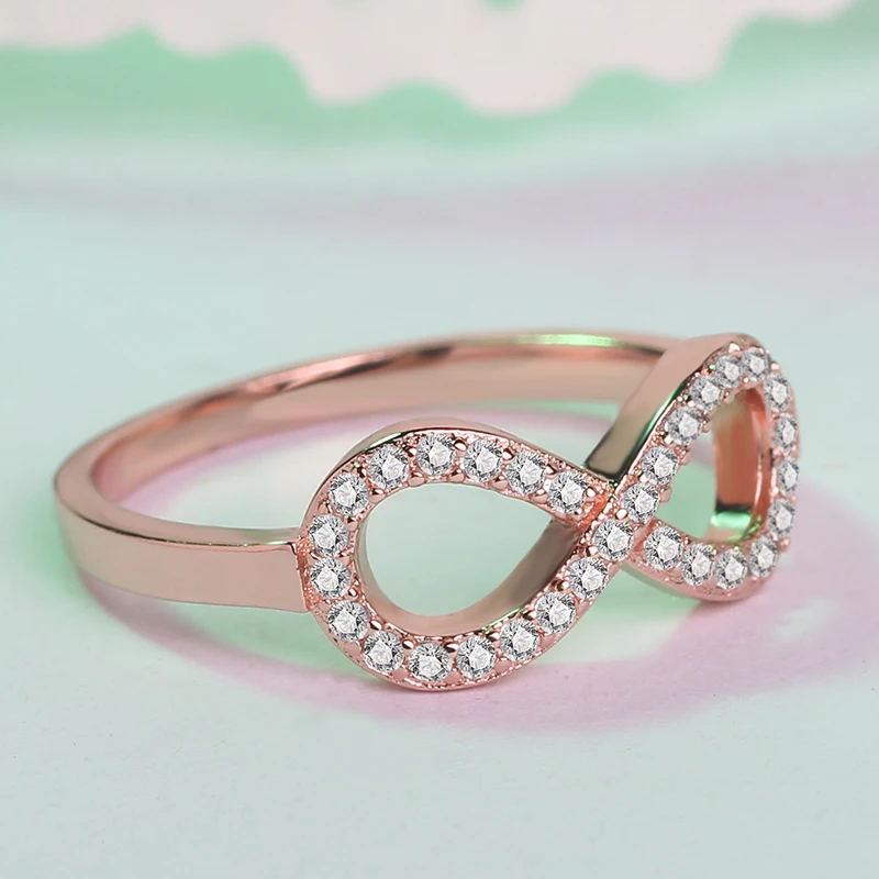 Женское кольцо FINDYOU Infinite love классическое из розового золота с кубическим