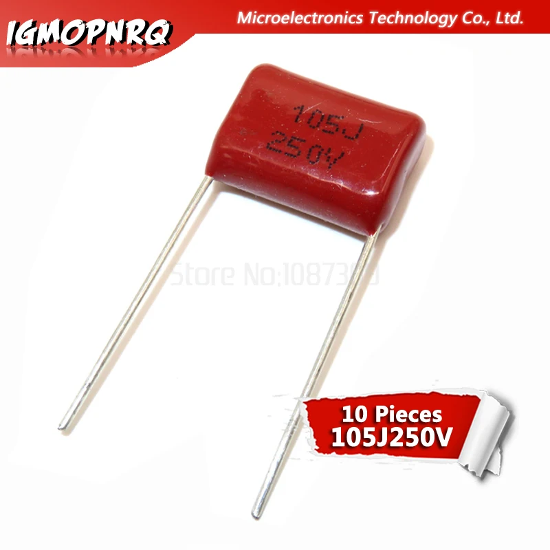 10 шт. 250V105J шаг 15 мм 250 в 105 мкФ igmopnrq CBB полипропиленовый пленочный конденсатор