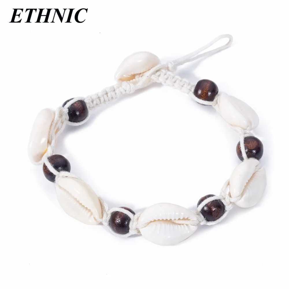 Браслеты анклеты женские в этническом стиле ручной работы с деревянными