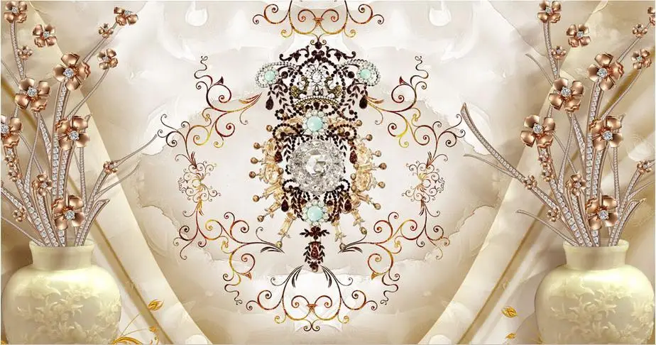 Европейские романтические и элегантные ювелирные изделия обои для стен 3 D