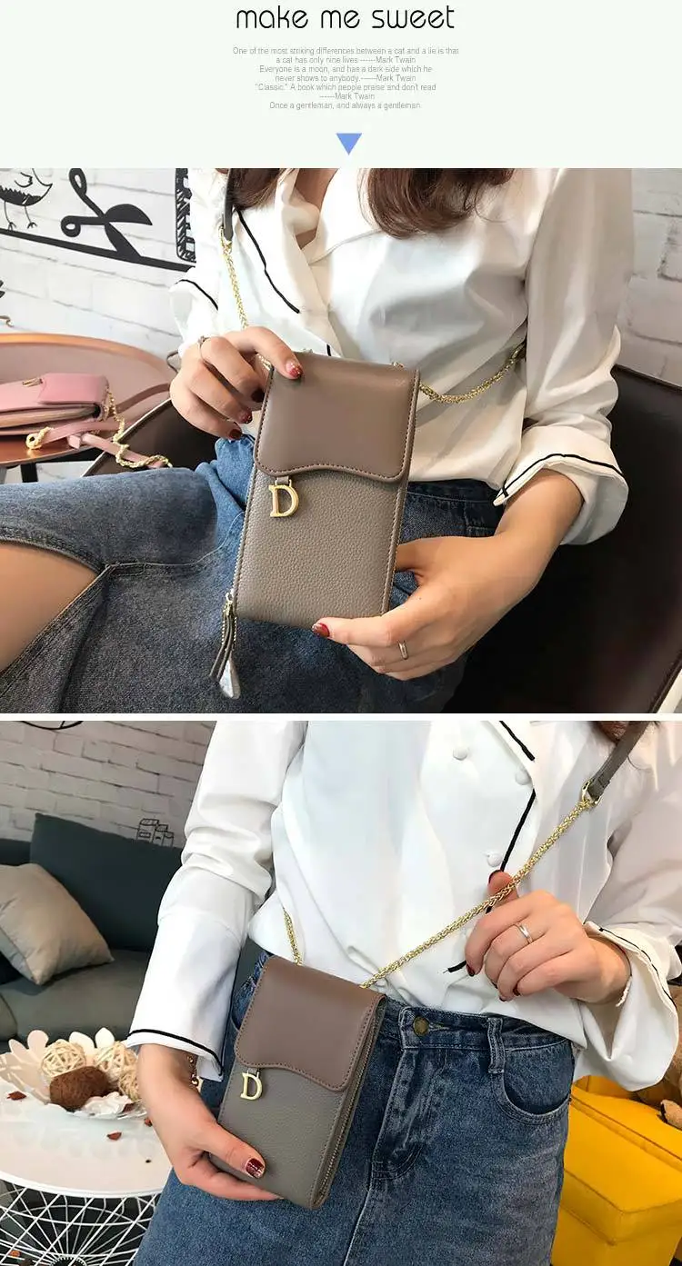 CICICUFF Genuine Leather Women Mobile Phone Bags Fashion Small Purse Female Chain Buckle Mini Shoulder Messenger Bag for IPhone