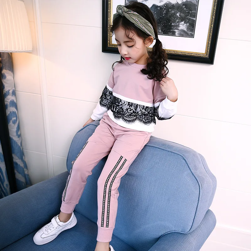 От 4 до 13 лет осенняя одежда комплект для Обувь девочек подростков 2017 Кружево