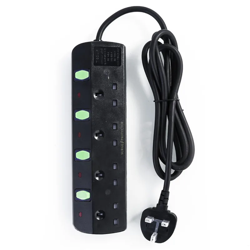 4-Outlet SOONHUA Портативный 2 м 13A зарядное устройство Великобритания Plug Surge Protected отдельных перешли удлинитель 3 4 5 6 Электрический штекер для телефона - Цвет: 4-Outlet