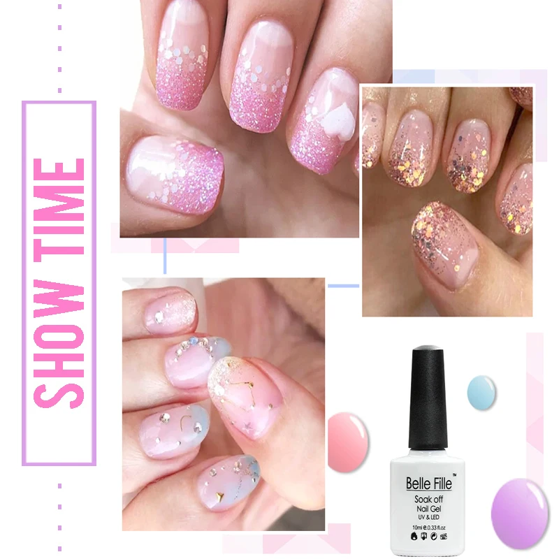 Belle Fille желе ногтей гель прозрачный розовый открытые белые УФ лак для Long Lasting Nail