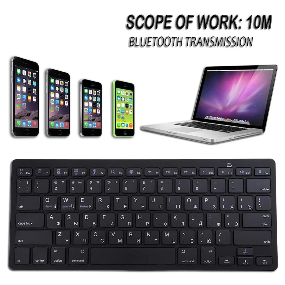 ALLOYSEED русская Беспроводная Bluetooth 3,0 Клавиатура тонкая 2,4 ГГц мини 78 клавиш Универсальная клавиатура для планшета, ноутбука, смартфона