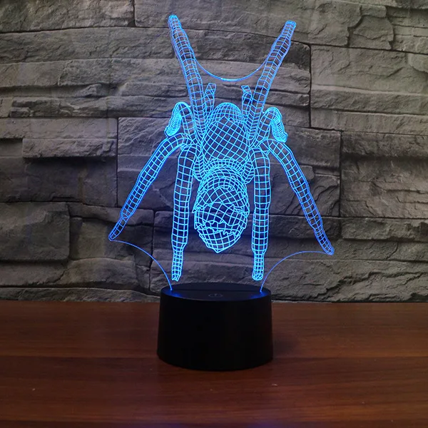 Spider Modeling Led 3d Lamp Reative Gift Christmas Children's Toys Usb Small Table Lamps 7 Color Change Desk | Лампы и освещение