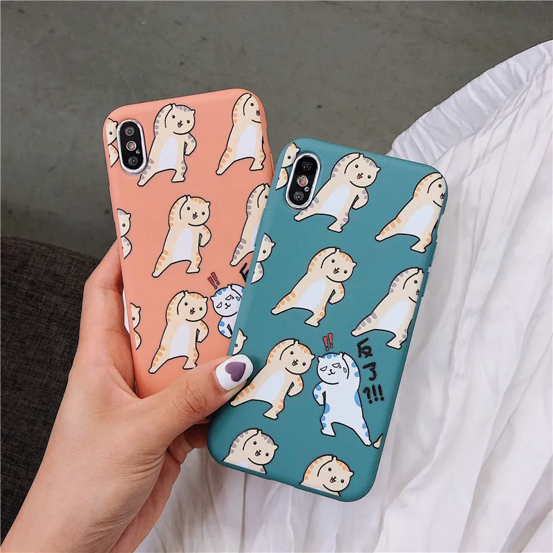 Funny Cartoon Phone Case for iPhone X XS Max XR 7 8 Plus 6s Cute Cat Tom Cover iphone 6 s Soft Silicone Candy Color |