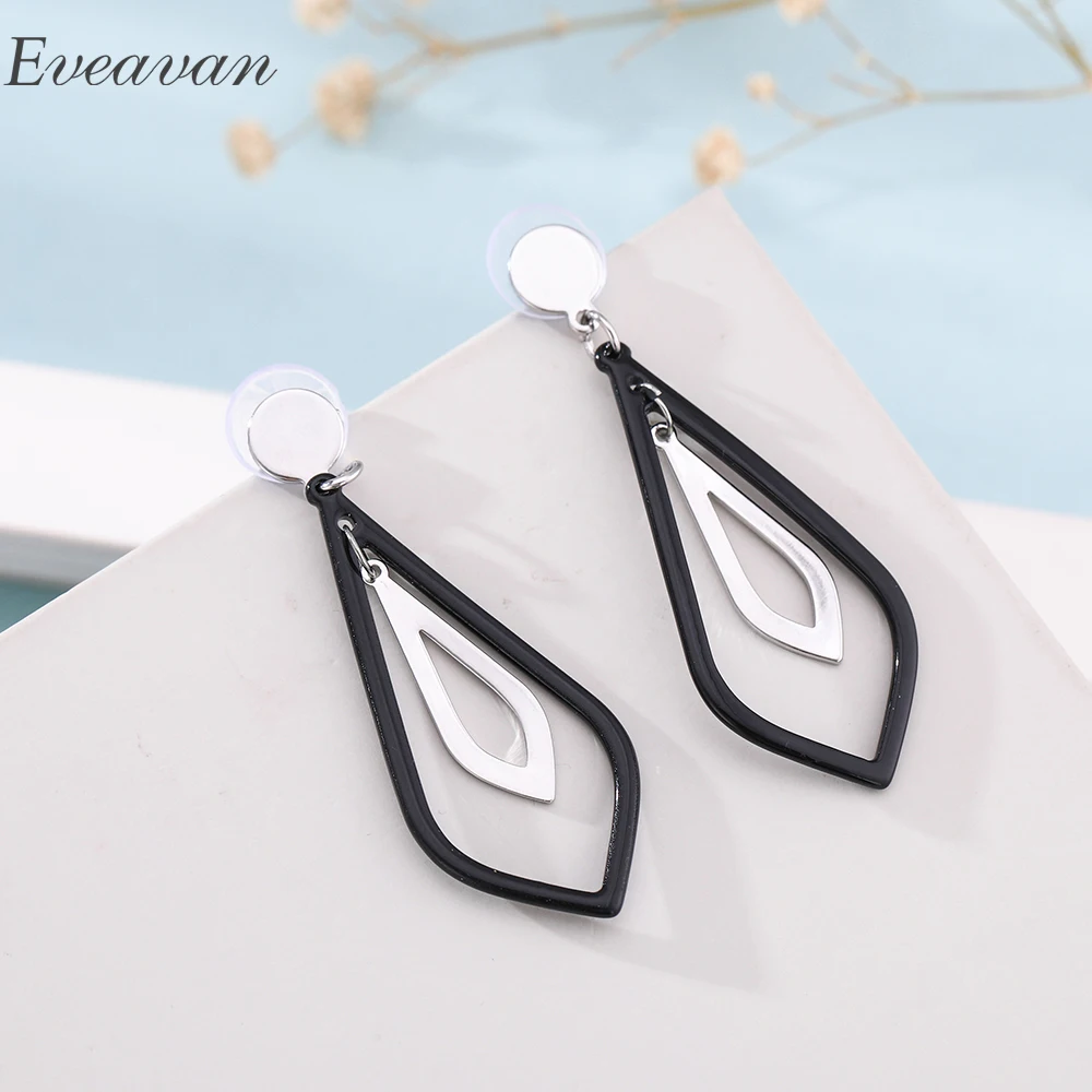 EUEAVAN 5 Pairs Double Rhombus Long Drop Dangle Earrings Geometric Jewelry For Women Trendy Bohemian Black Golden/Rhodium Color | Украшения