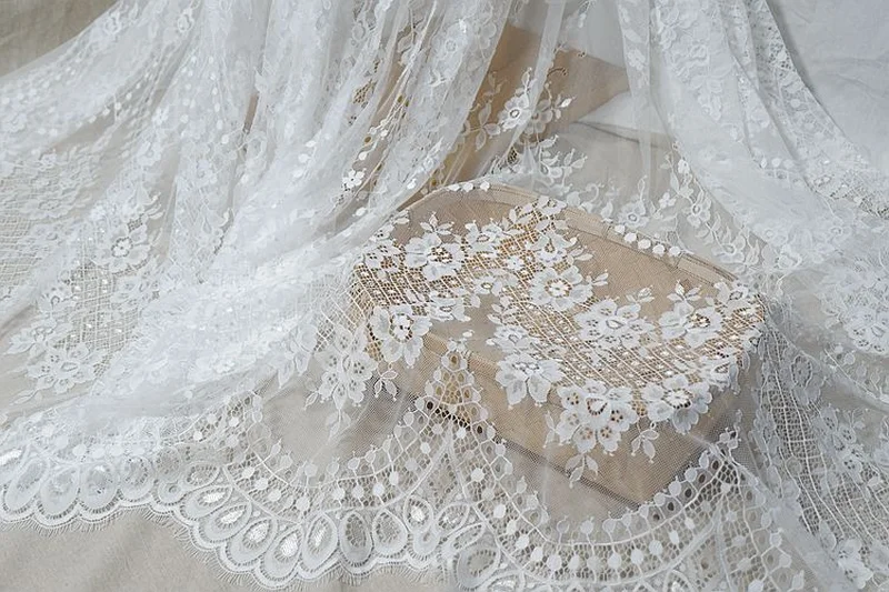 GLace 3M/Lot African Lace French Eyelash Fabric Embroidered DIY Clothing Wedding Dress Table Flag Accessories TX649 | Дом и сад