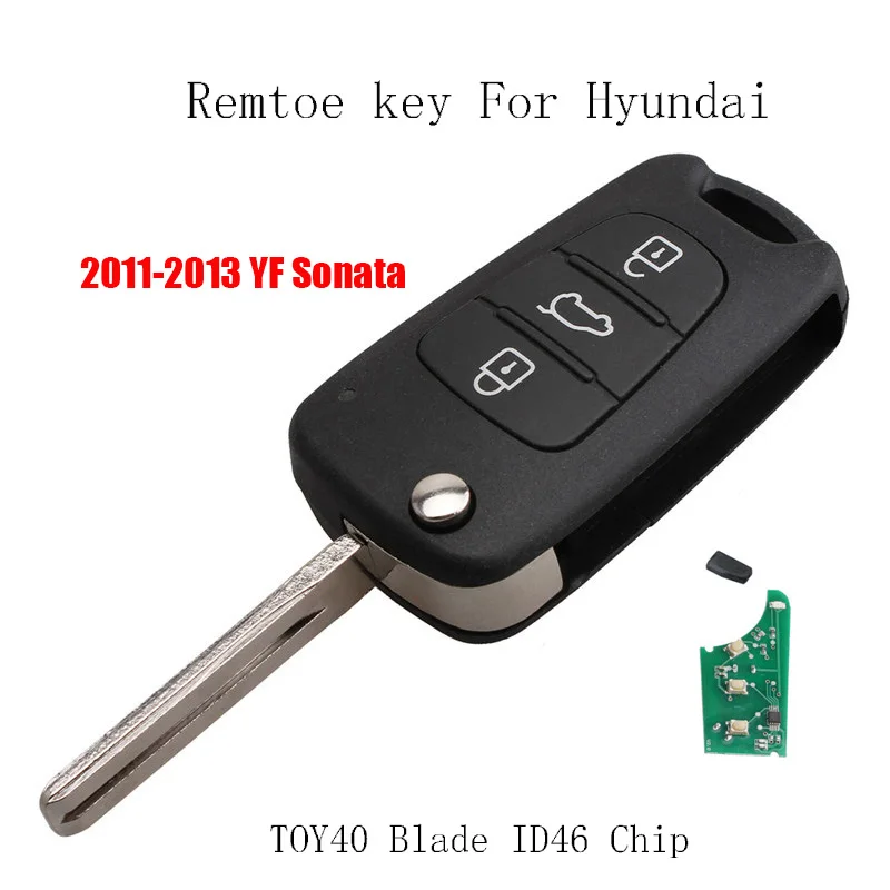 2 шт. * 3 кнопки дистанционного ключа автомобиля для Hyundai YF Sonata 2011 2012 2013 TOY40 лезвие