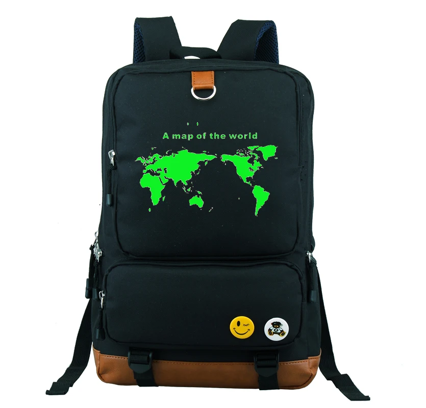 Рюкзаки унисекс с картой мира детский светящийся школьный ранец для учеников