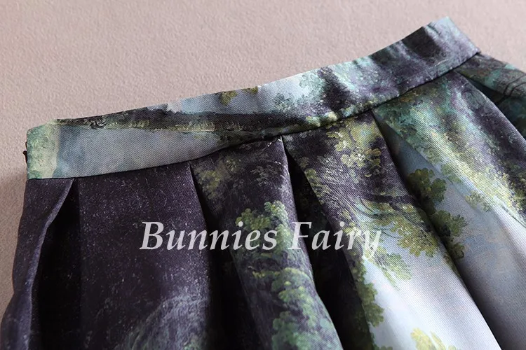 BunniesFairy 50s Принцесса Королевский Винтаж Ретро фантазия маслом цветочный принт миди-юбка с высокой талией полный круг Saia Femininas