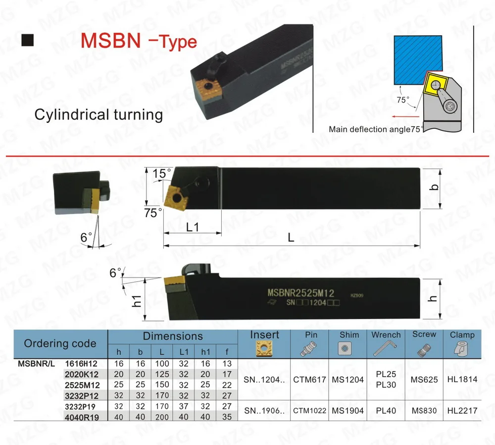 MZG 16 мм 20 мм 25 мм MSBNR токарный станок с ЧПУ обрабатывающий резак арбор внешние Токарные Инструменты держатель Карбид расточные металлические режущие инструменты Держатели