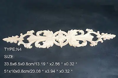 Длинная деревянная резная аппликация N4 33 5x6 5x0 8 см Неокрашенная рама дверная