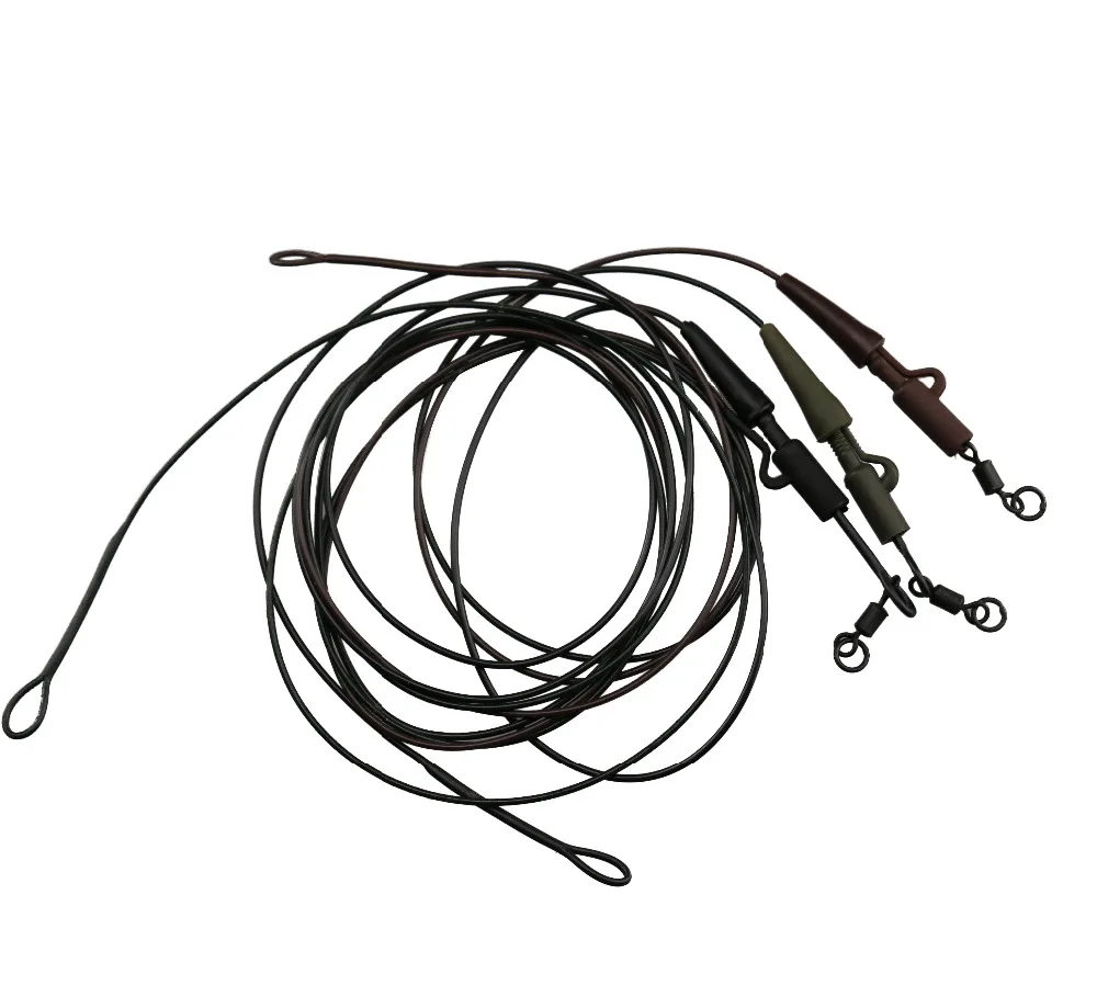 5 x бессвинцовых поводков с гибкими кольцевыми Вертлюгами и защитными свинцовыми