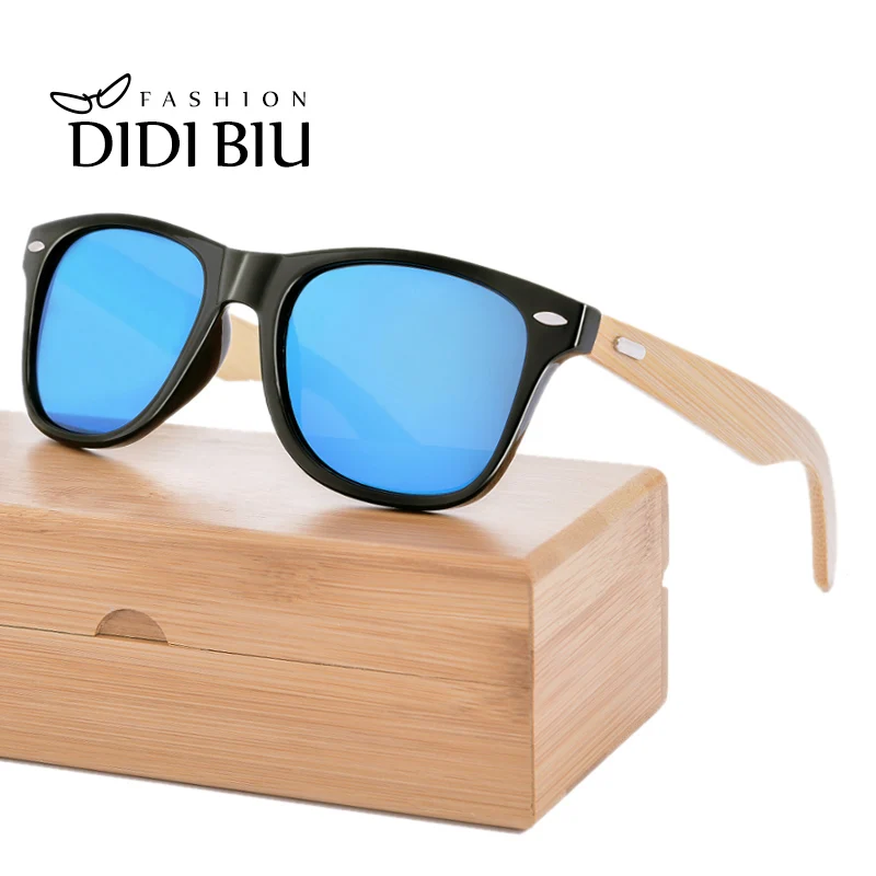 Деревянные поляризационные солнцезащитные очки мужские бамбуковые с заклепками