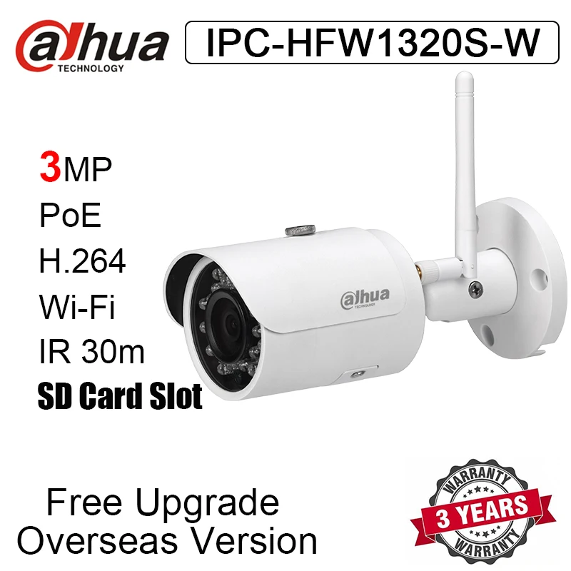 Dahua 3MP Мини Wifi цилиндрическая IP камера IPC-HFW1320S-W Беспроводная H.264 IR 30m IP67 сетевая камера DH-IPC-HFW1320S-W с логотипом