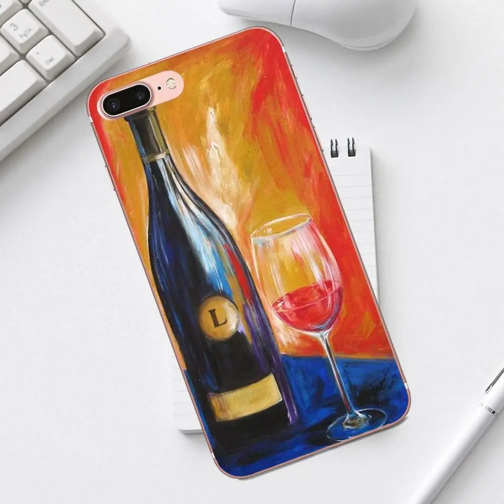 Qdowpz TPU Protective Case Fashion Cool Wine Art For iPhone X XS Max XR 4 4S 5 5C SE 6 6S 7 8 Plus Galaxy A3 A5 J1 J3 J5 J7 2017 | Мобильные