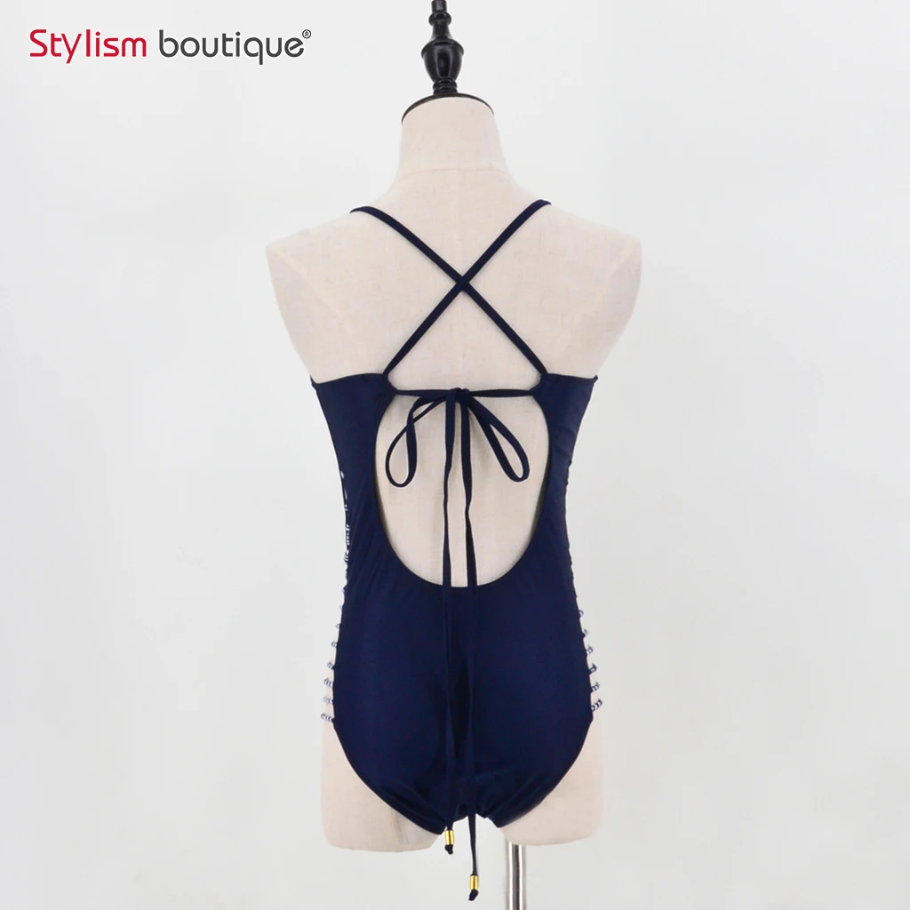 Женский купальный костюм с этническим принтом слитный купальник глубоким