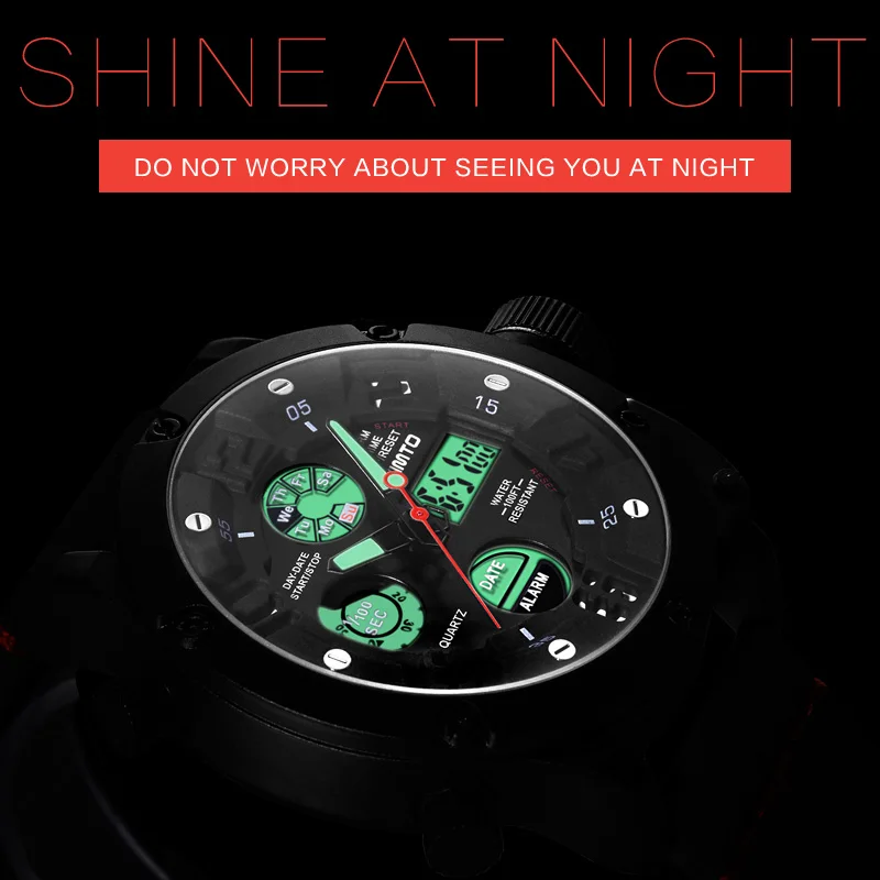 Gimto двойной Дисплей Для мужчин часы светодиодный цифровой световой Спорт Военная