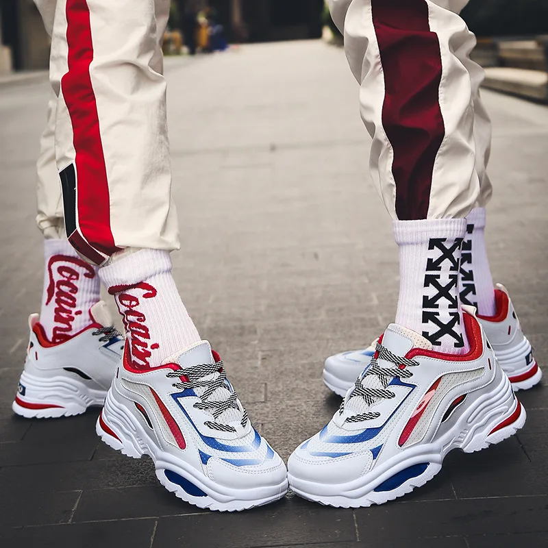 Мужские кроссовки с высоким берцем в стиле ретро смешанных цветов Мужская