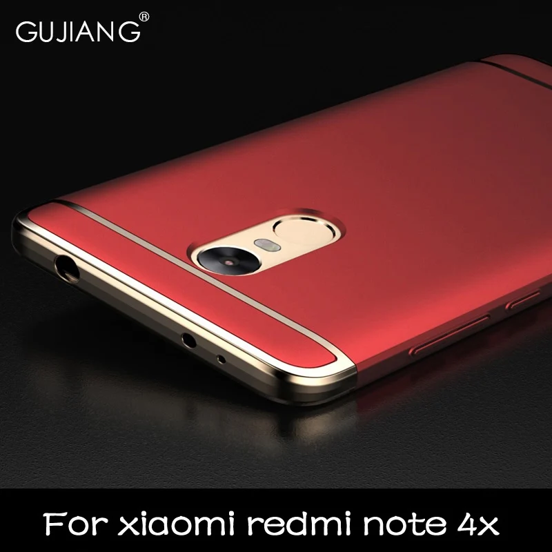 GU JIANG Brand Luxury Full Cover Slight Matte Protector Case for Xiaomi Mi Redmi Note 4X (3G RAM 32G ROM) Plating Shell |