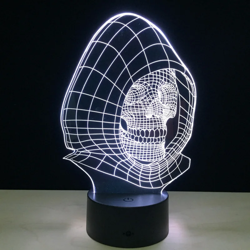 Красочные 3d череп накидка стерео визуальный сенсорный светодиодный ночник Bluetooth