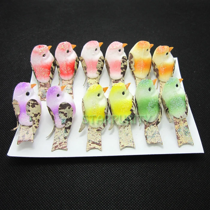 12 Шт./лот Красочные Мини Птицы Дети Ремесло Фотография Свадьбы Фестиваль DIY