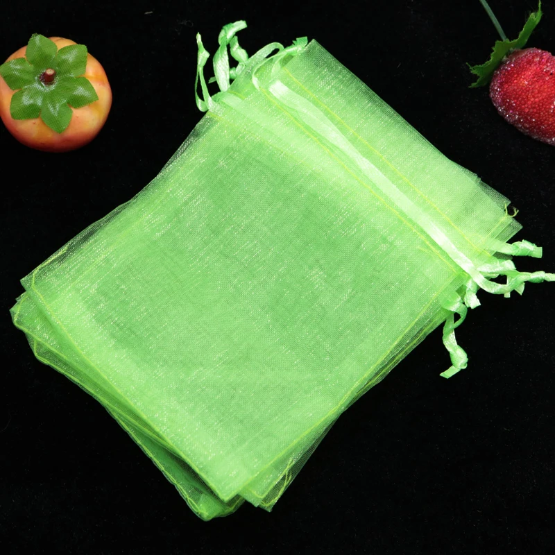 

200pcs/lot Apple Green Organza Bags 11x16cm Tulle Jewelry Gift Bag Pouches Christmas Wedding Favor Candy Gifts Packaging Bags