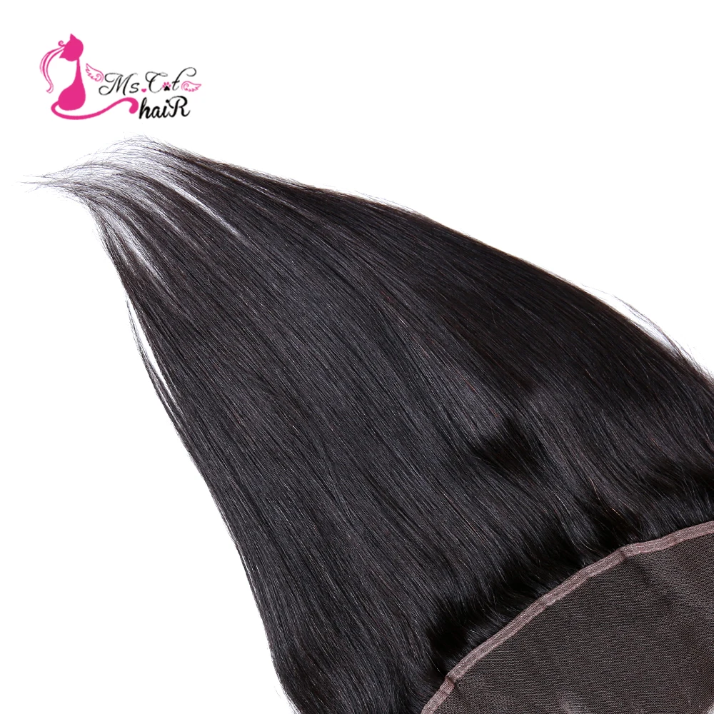 

Ms Cat Hair Peruvian Straight Lace Frontal 13*4 Nature Color Remy Hair 100% Human Hair Ear To Ear Closure