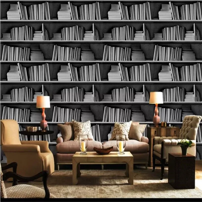 Винтажная книжная полка фото обои шаблон росписи 3D стереоскопический задний фон