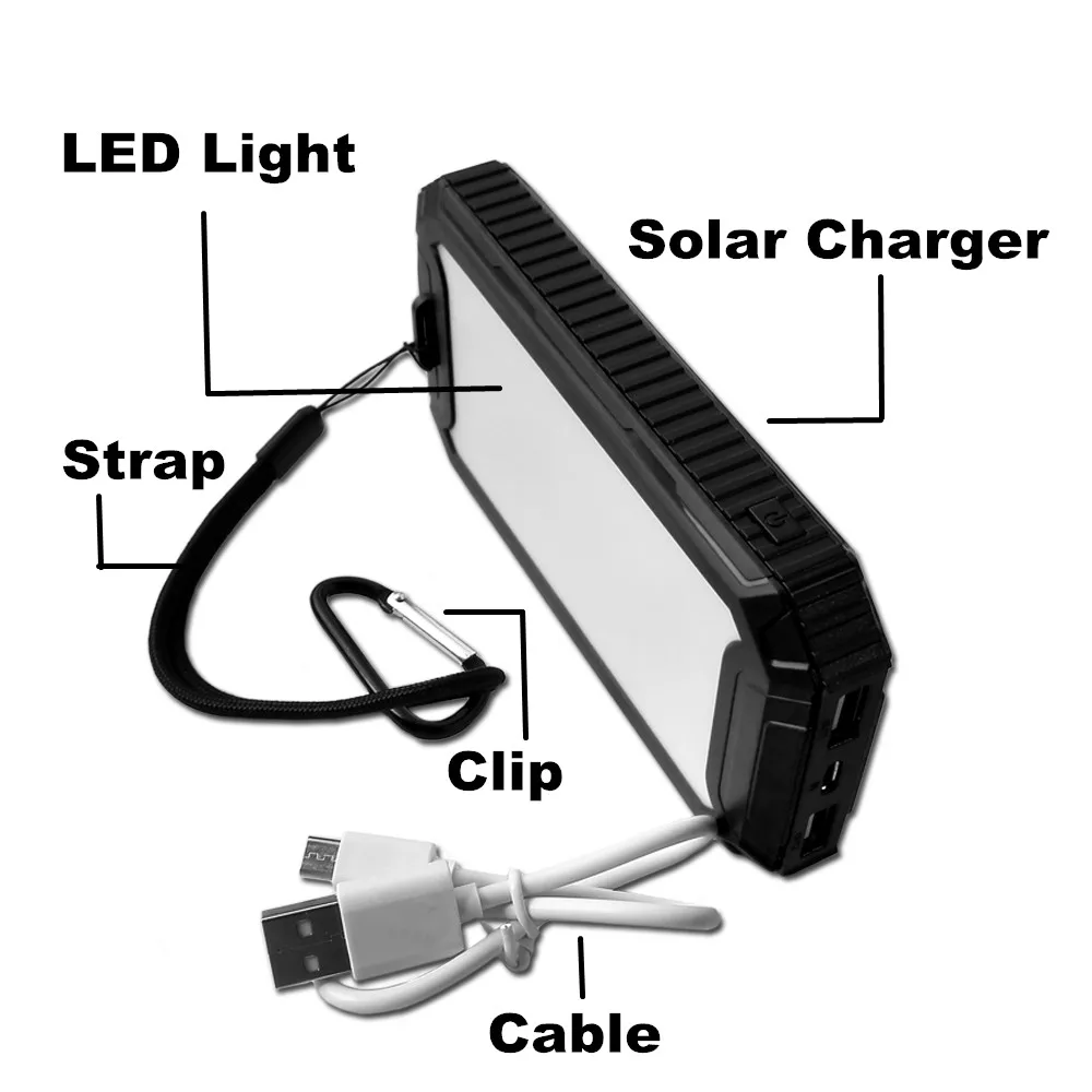Внешний аккумулятор PowerGreen 10000 мАч фонарик дизайн солнечный мобильный телефон