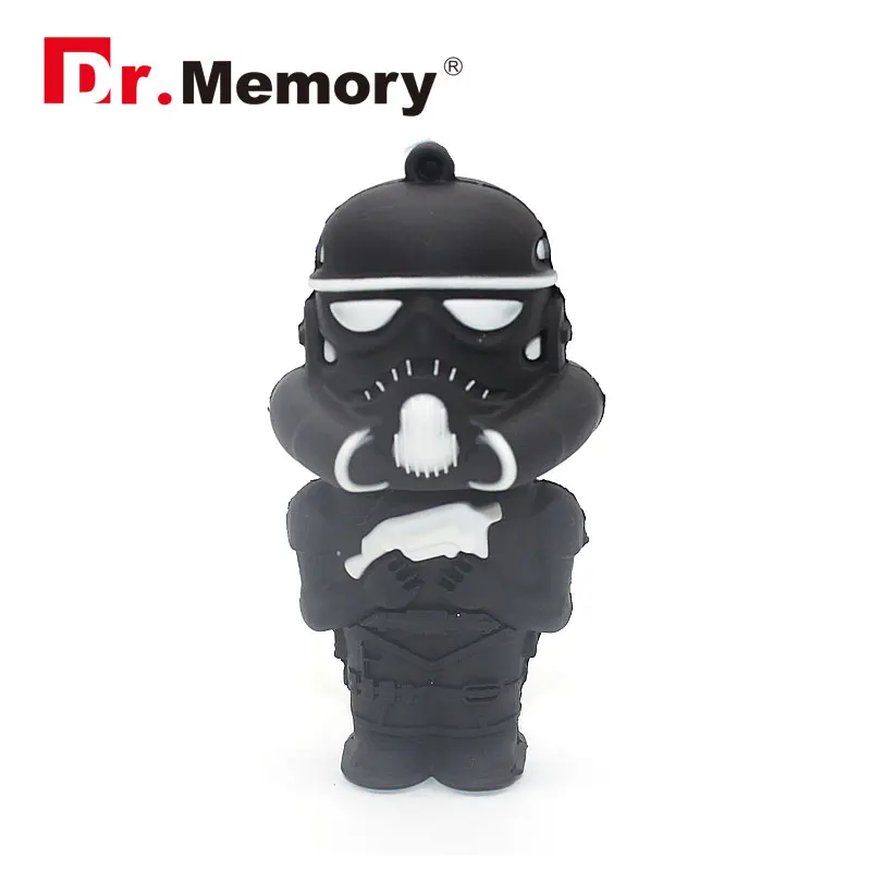 Robots Aliens USB 2.0 Flash Drives 64GB Cute Cartoon Pendrives 32GB Pen Drive Personalized 4GB 8GB 16GB Memory Stick Flashdisk - Цвет: Black Solider