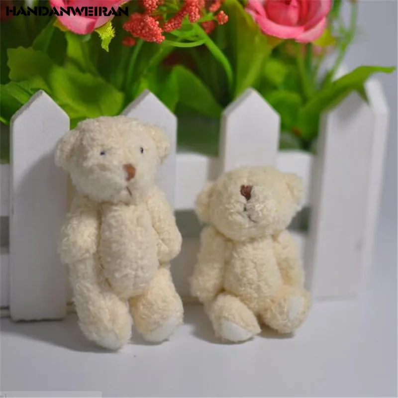 

2PCS Super Kawaii Fluffy Bear 6CM Plush Toys Small Pendant Cute Mini Soft Stuffed PP Cotton Joint Bears Toy Gift HANDANWEIRAN