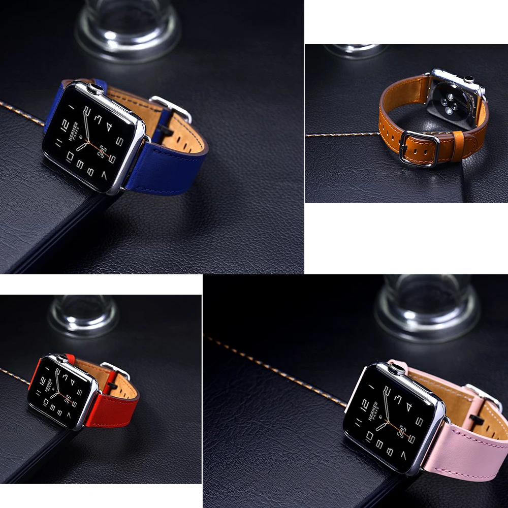 Кожа часы ремешок для Apple Watch 38 мм 42 чёрный Коричневый Красный замена iWatch серии 1 &amp