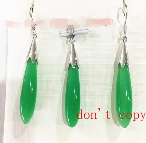 Новый натуральный зеленый нефритовый кулон и серьги набор 2 цвета&gt Бесплатная