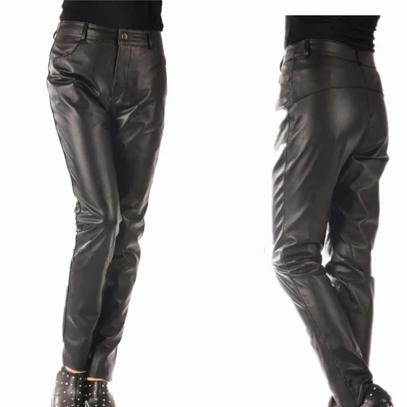 Новые модные женские мягкие кожаные брюки повседневные леггинсы длинные черные