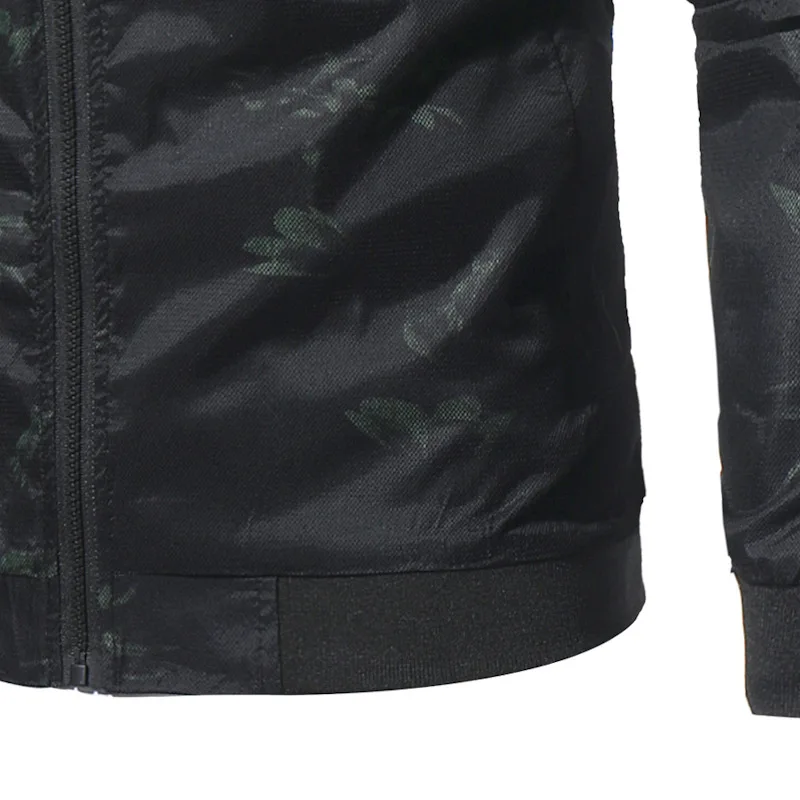 Мужская повседневная куртка на молнии черный Жаккардовый цветочный жакет с