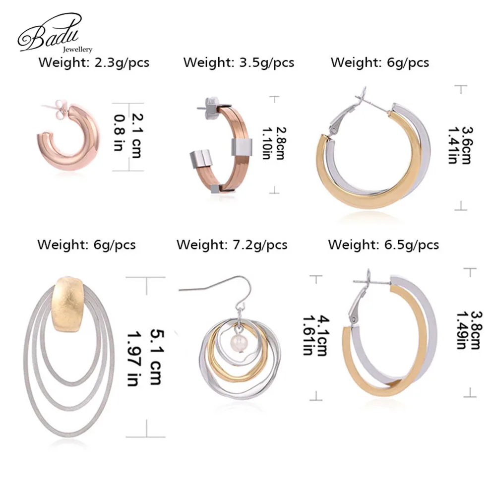 Золотые серьги гвоздики Badu из нержавеющей стали для женщин большие