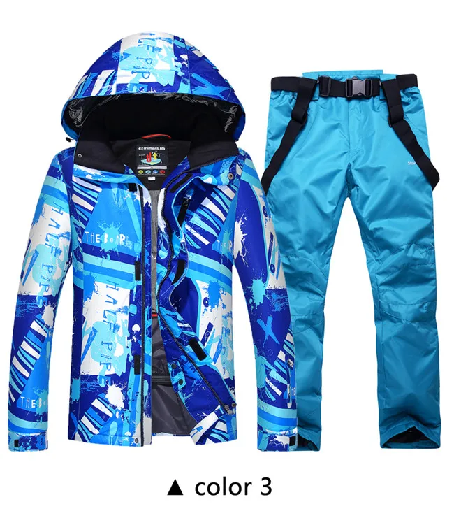 jacket and pant Новинка, зимние мужские комплекты для сноубординга, водонепроницаемый ветрозащитный лыжный костюм для альпинизма, лыжного спорта, теплая зимняя куртка+ штаны, зимняя верхняя одежда - Цвет: jacket and pant